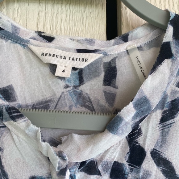 Rebecca Taylor Geoprint Silk Sleeveless Blouse 4 - Picture 8 of 12